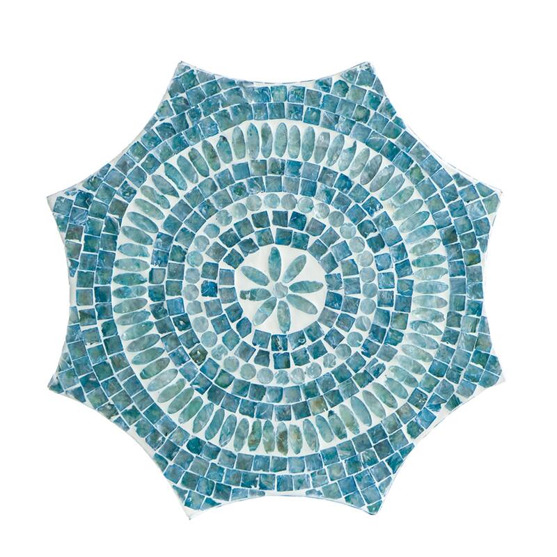Starburst Capiz Shell Inlay Stool - 19.75" - Blue