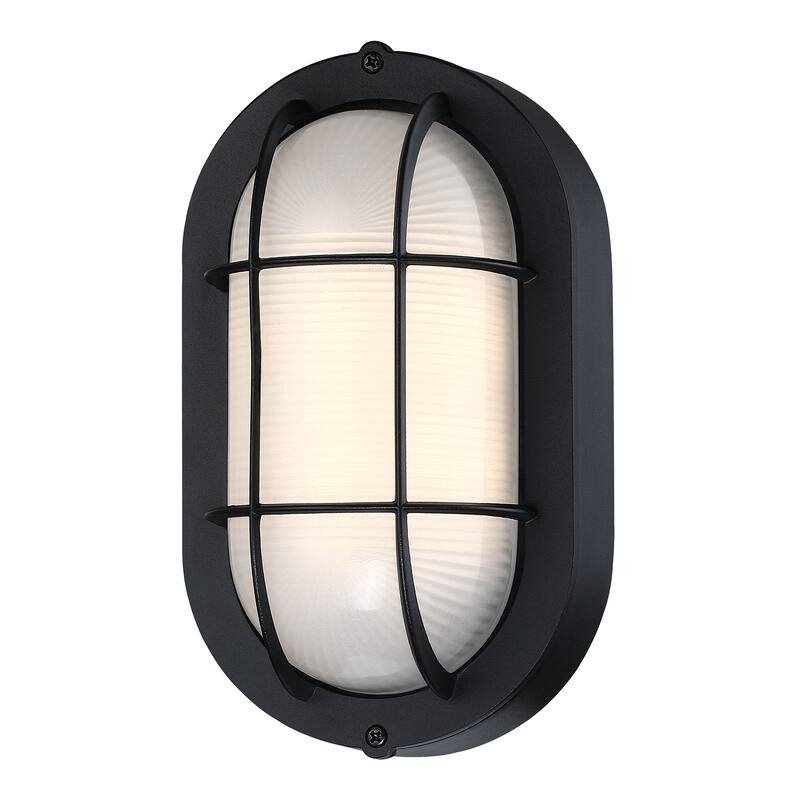 Outdoor Light Fixture Wall Mount with Ellipse Frosted Glass Shade,1*E26 or LED - 1 Pack - Black-LED