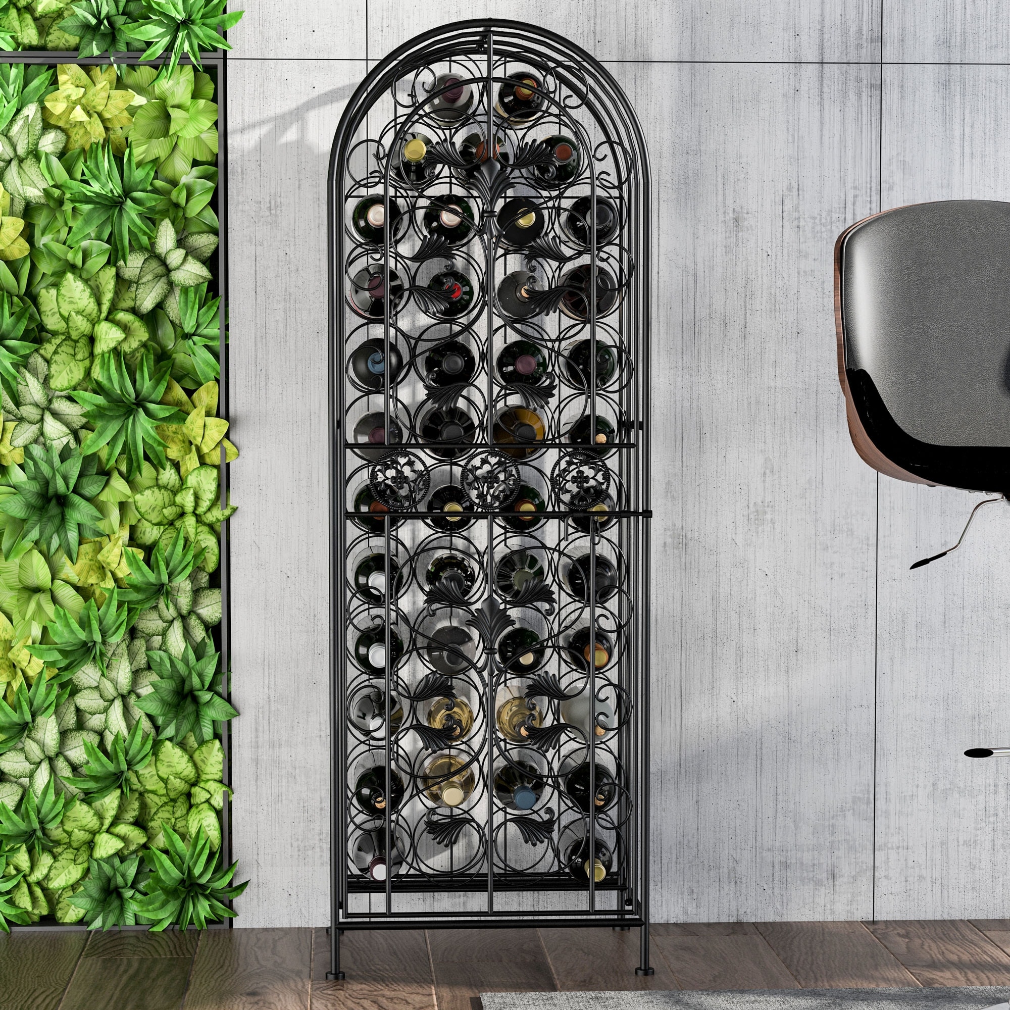 HOMCOM 45 Bottle Modern Wine Organizer Decorative Portable Wrought