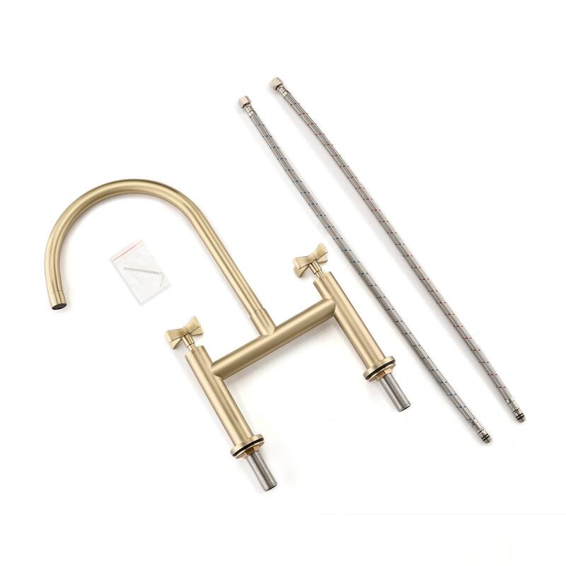 Dornberg Double Handles Bridge Kitchen Faucet with Cross Handles