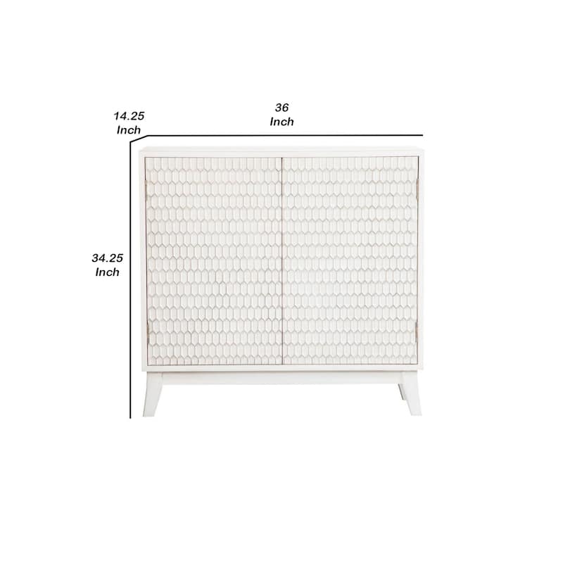 36 Inch Rectangular 2 Door Accent Cabinet Console, Single Shelf, White