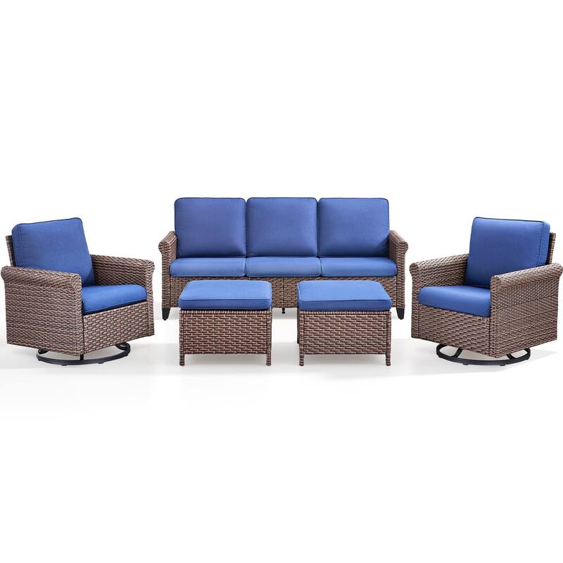 Pocassy Outdoor Sofa Swivel Chairs Patio Chair Funiture Set