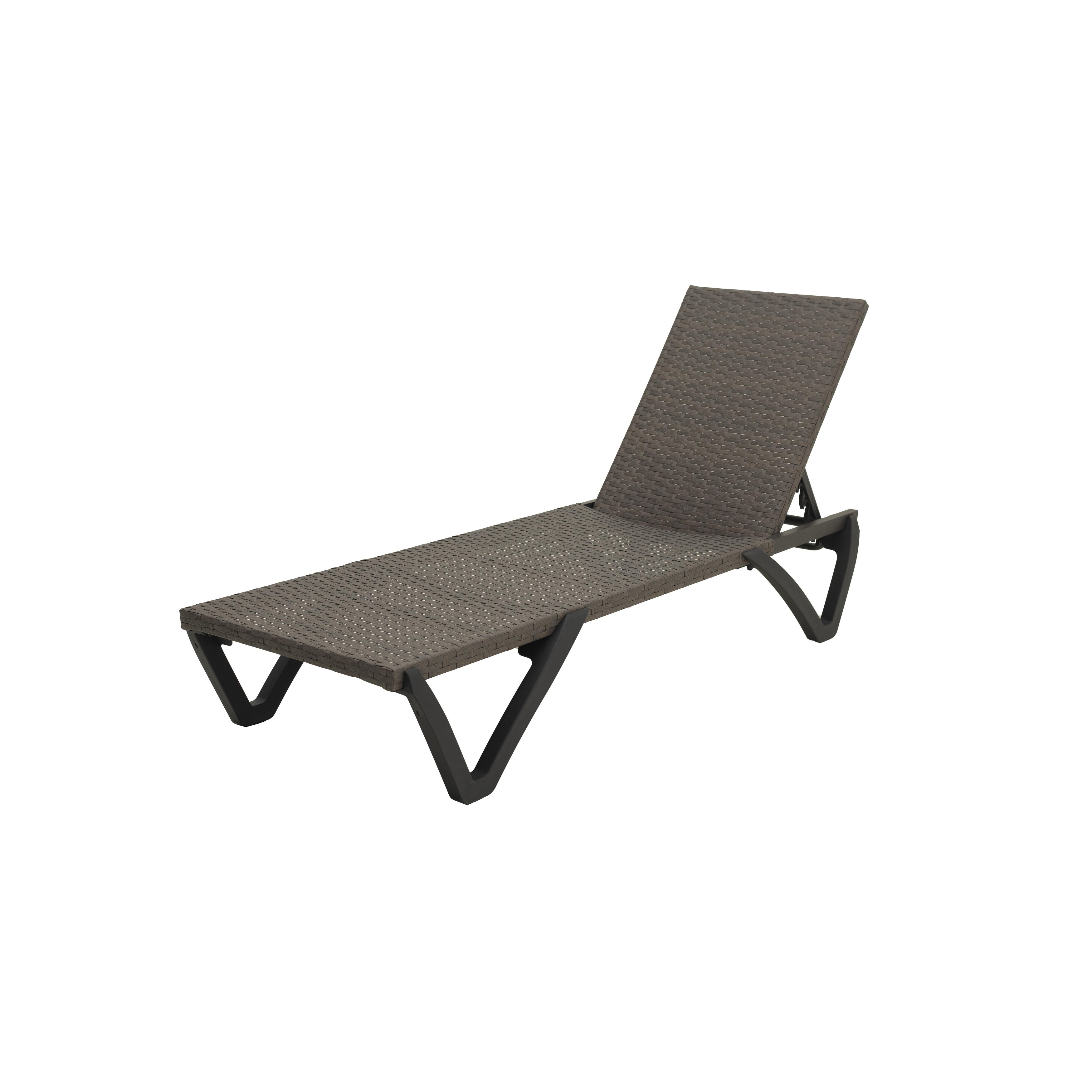 Pool Lounge Chairs Set of 2, Wicker Adjustable Outdoor Chaise Lounge