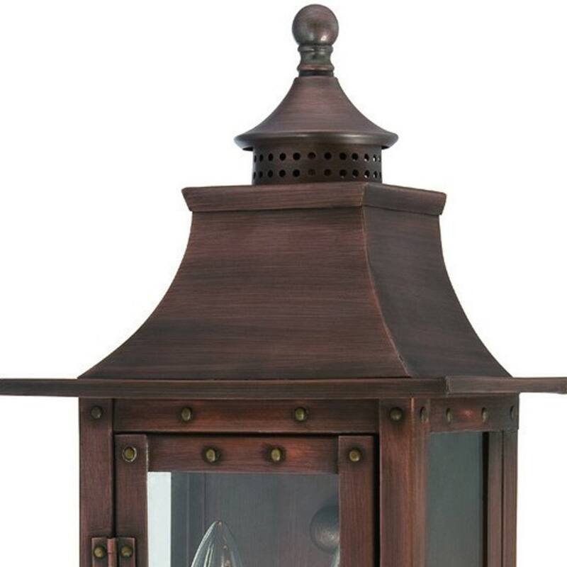 2-Light Patina Wall Light Colonial Design Clear Glass Gas Lantern Style - 5.75” x 8” x 16.50”
