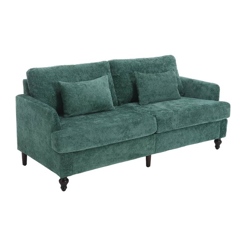 Chenille Fabric Loveseat Sofa, 2-Seater Sofa Couch with Extra Deep Seats, Upholstered Lounge Sofa with Wood Legs