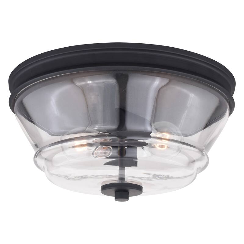 Flush Mount Ceiling Light - Black Metal & Clear Glass - Modern Farmhouse Lighting - 6.5