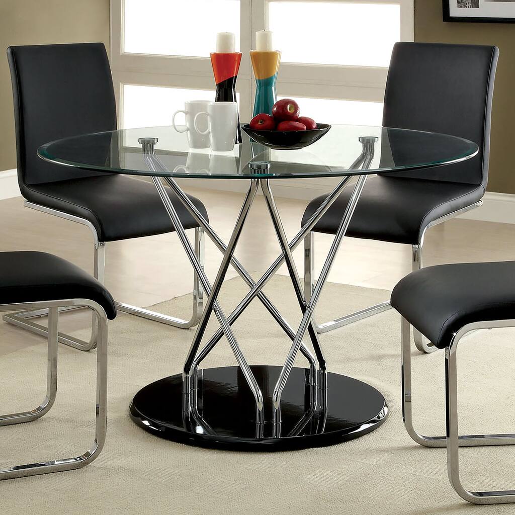 Furniture of America Koco Martin Contemporary 48-inch Tempered Glass Dining Table