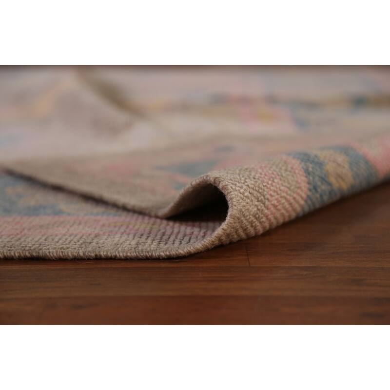 Hand Knotted Oriental 100% Wool Carpet Transitional All-Over Brown Oushak Area Rug - 11' 3'' X 8' 8''