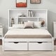 preview thumbnail 3 of 32, Full Size Platform Bed with Storage Headboard and Drawers - White Finish