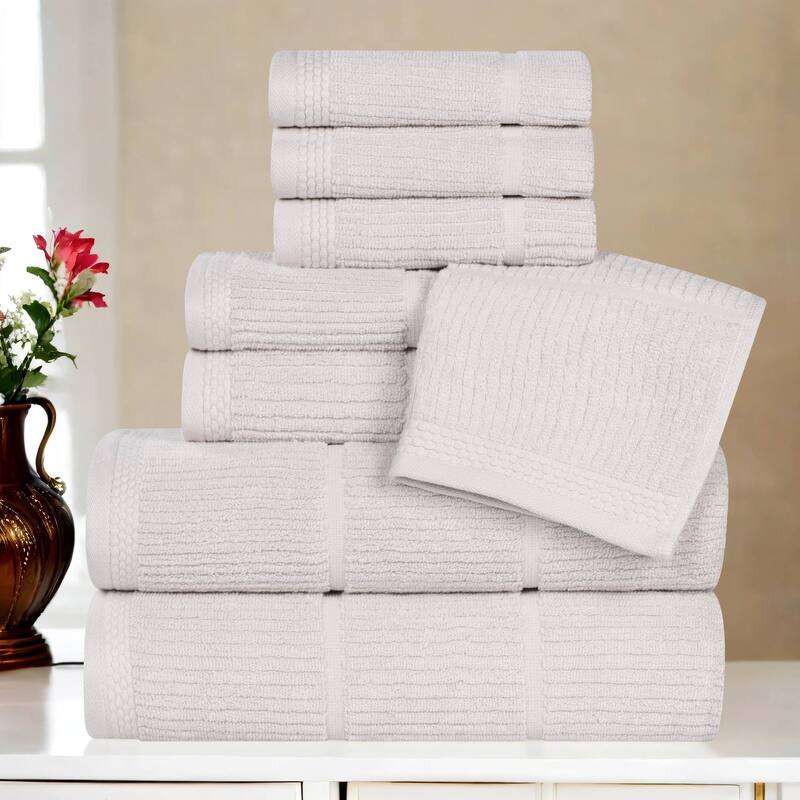 Superior Milo Smart Twist Viscose Cotton Blend 8 Piece Towel Set - Silver