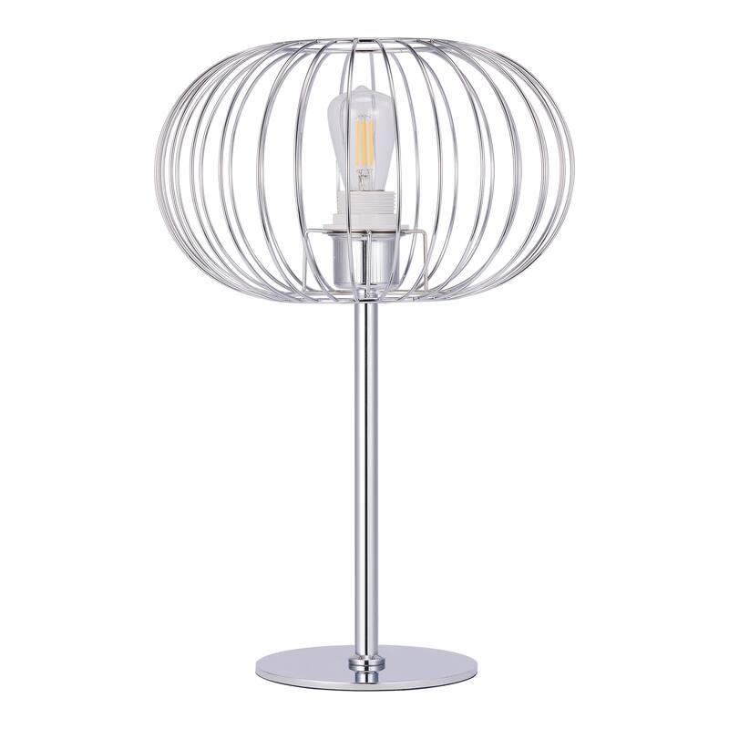 CO-Z 17" Modern Desk Lamp Table Lamp with White Fabric Shade and Metal Cage Frame