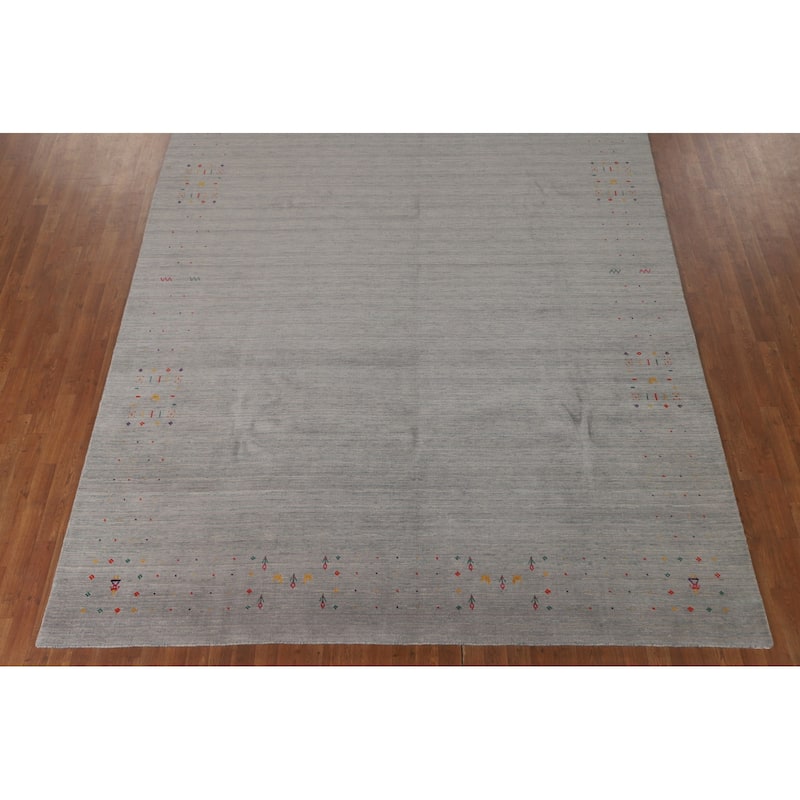 Striped Gabbeh Indian Area Rug Wool Carpet - 8'9" x 11'7"