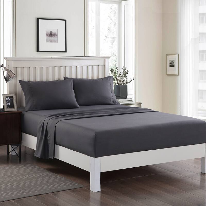 Luxury Deep Pocket 4-piece Bed Sheet Set - King - Dark Grey