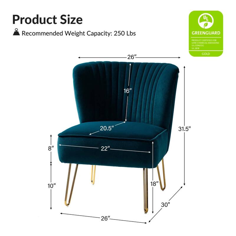 Barto Modern Velvet Tufted Side Chair with Golden Legs by HULALA HOME