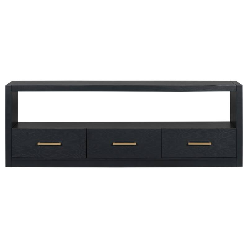 74" Wood TV Stand Wide Top Media Console Table w/ 3 Drawers, Metal Handles, Classic Entertainment Center for Living Room