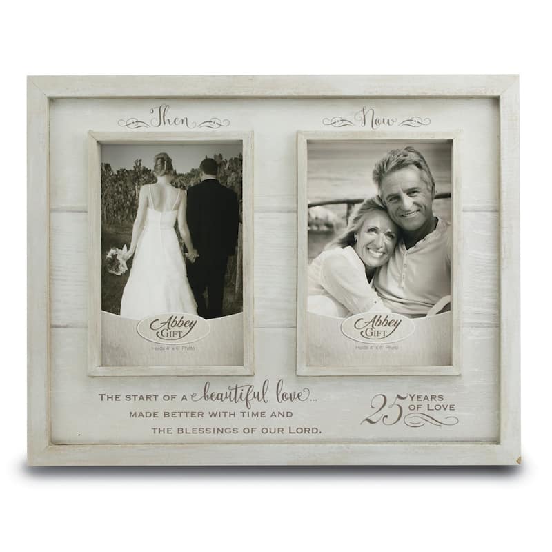 Curata Then and Now 25th Anniversary Two 4x6 Photos Wood Composite Frame Boxed