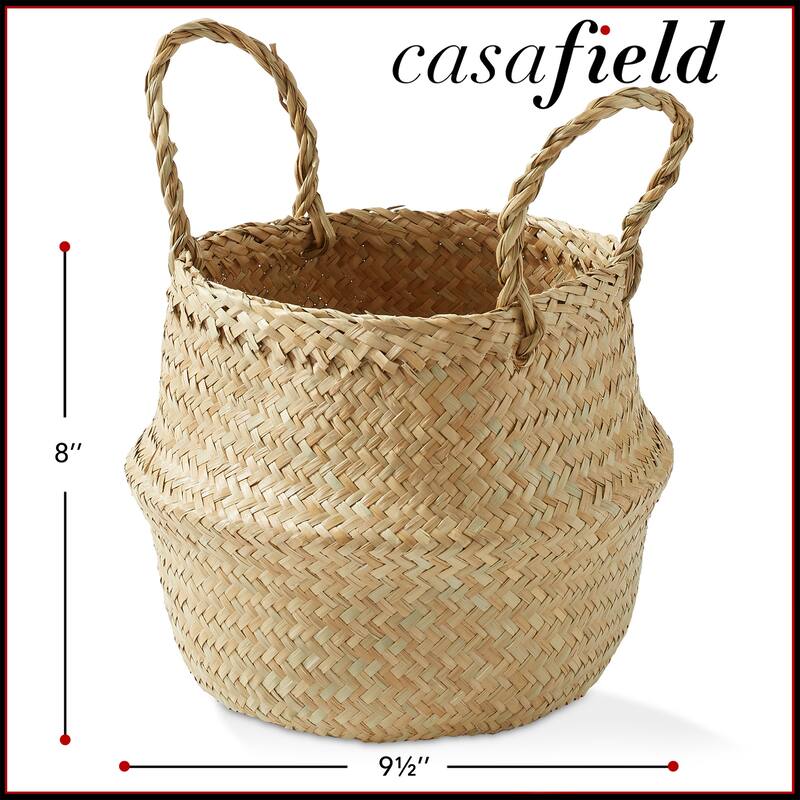 Seagrass Belly Basket Planters Woven Storage Bin Plant Pot Covers