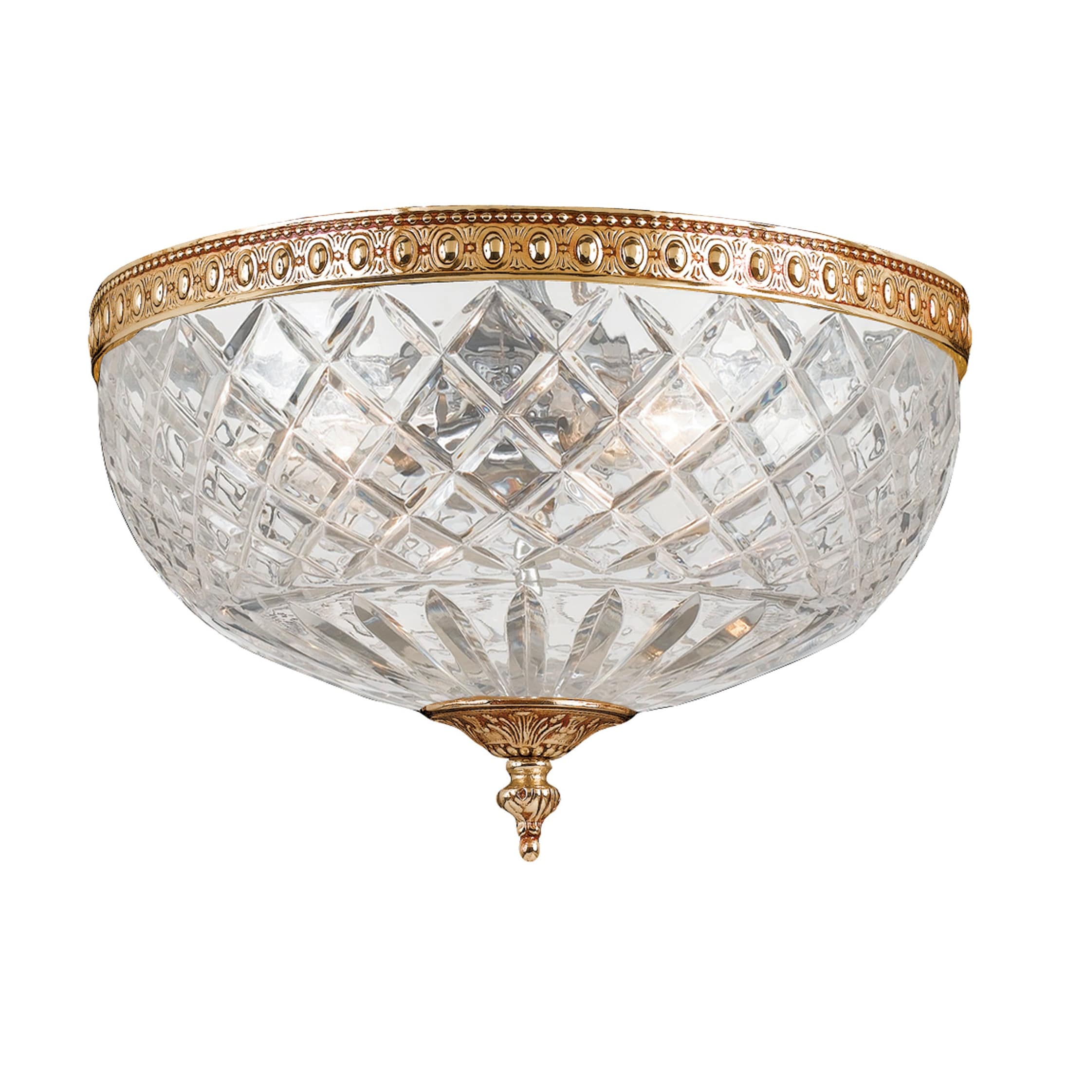 Crystorama 3 Light Brass Crystal Ceiling Mount - 12'' W x 9'' H