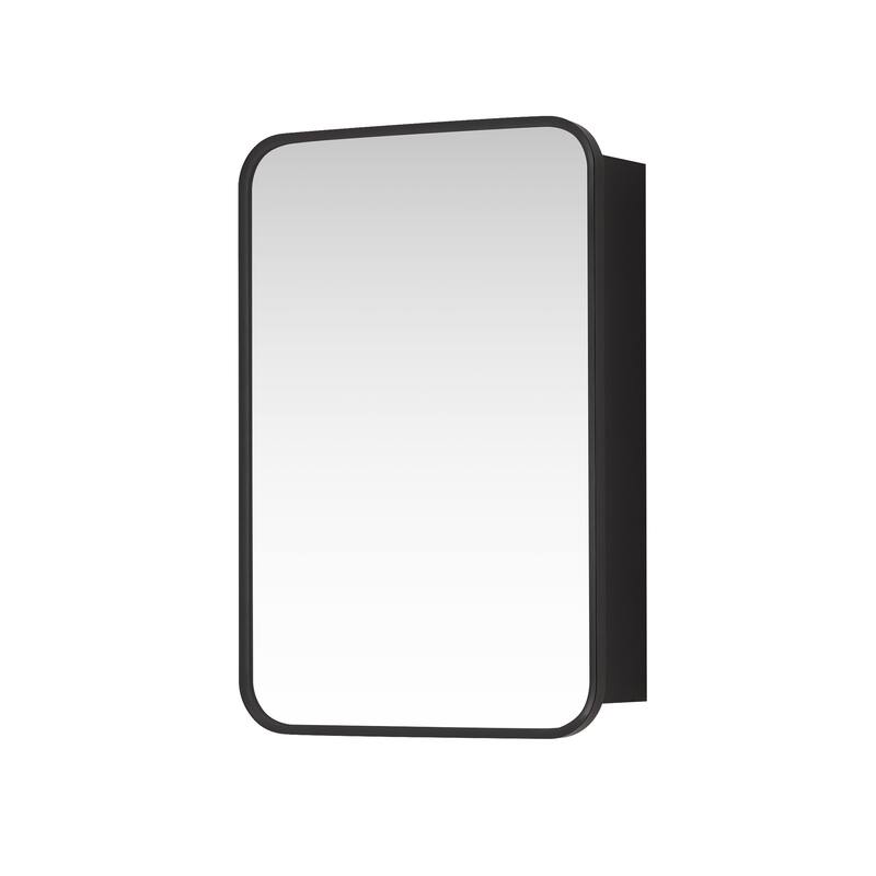 Talayuela Rectangular Aluminum Framed Medicine Cabinet with Mirror - 16"W x 24"H - Brushed Black Frame
