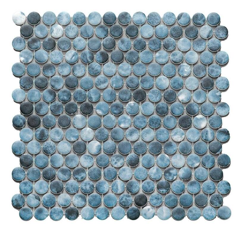 The Tile Life Eterna Penny 12x12 Round Glass Mosaic Floor, Wall & Backsplash Tile