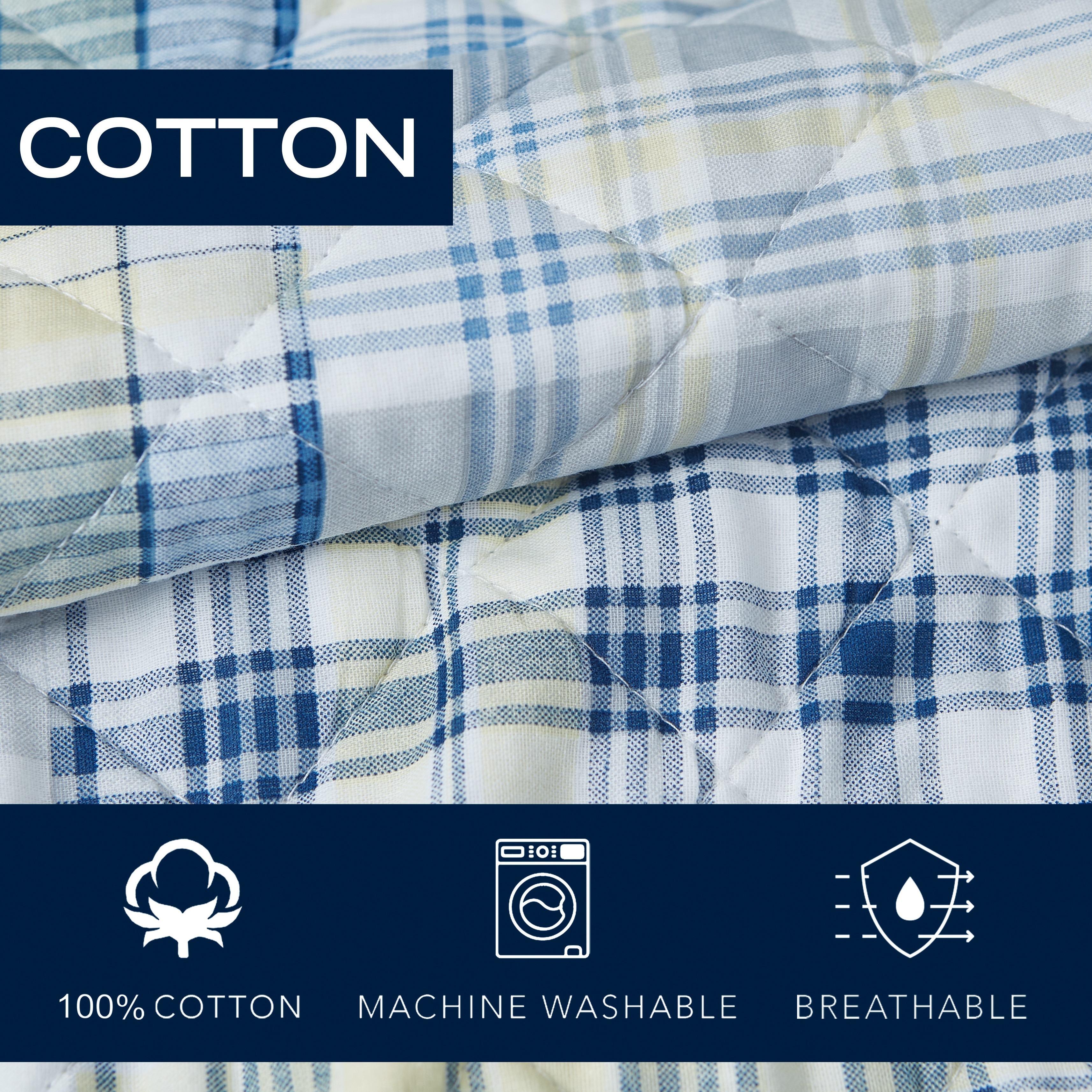 Nautica Raeford Cotton Reversible Blue Quilt Set - On Sale - Bed