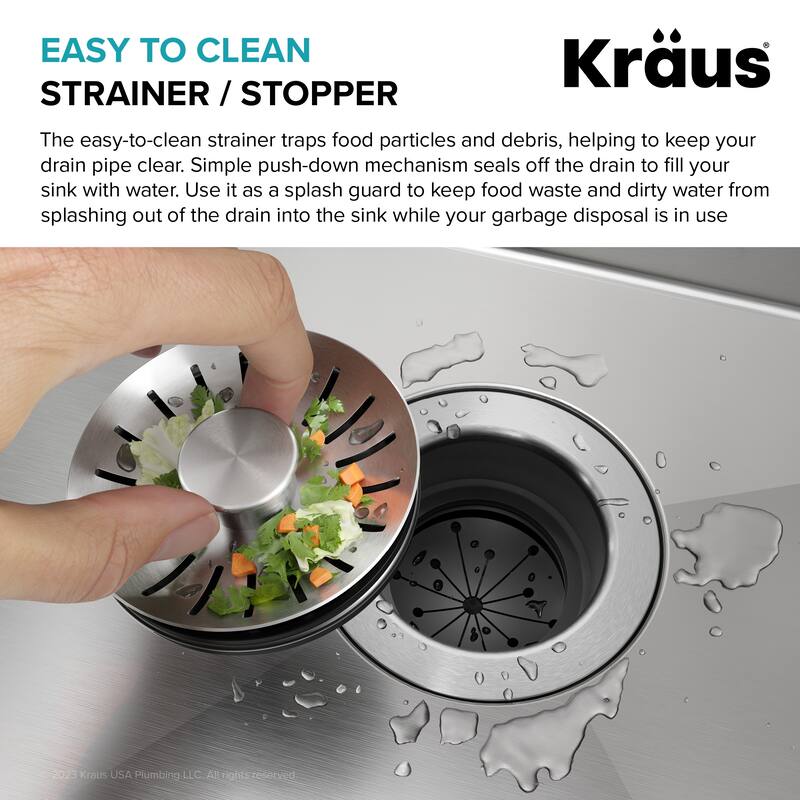 KRAUS Universal Kitchen Sink Strainer/ Stopper for Garbage Disposals