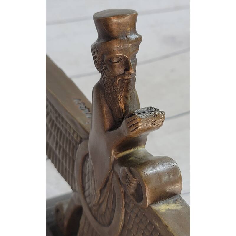 Faravahar Zoroastrian Achaemenid Persian History Bronze Statue Sculpture 8 Inches X 11 Inches