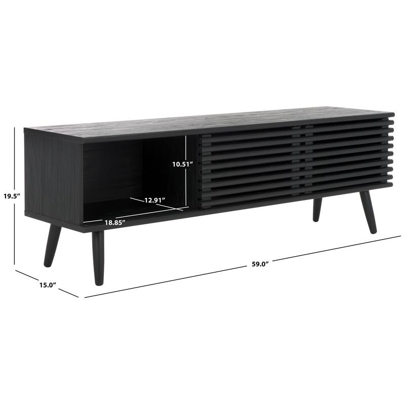 SAFAVIEH Home Averi 2 Door Media Stand - 59Wx15Dx19H - Black