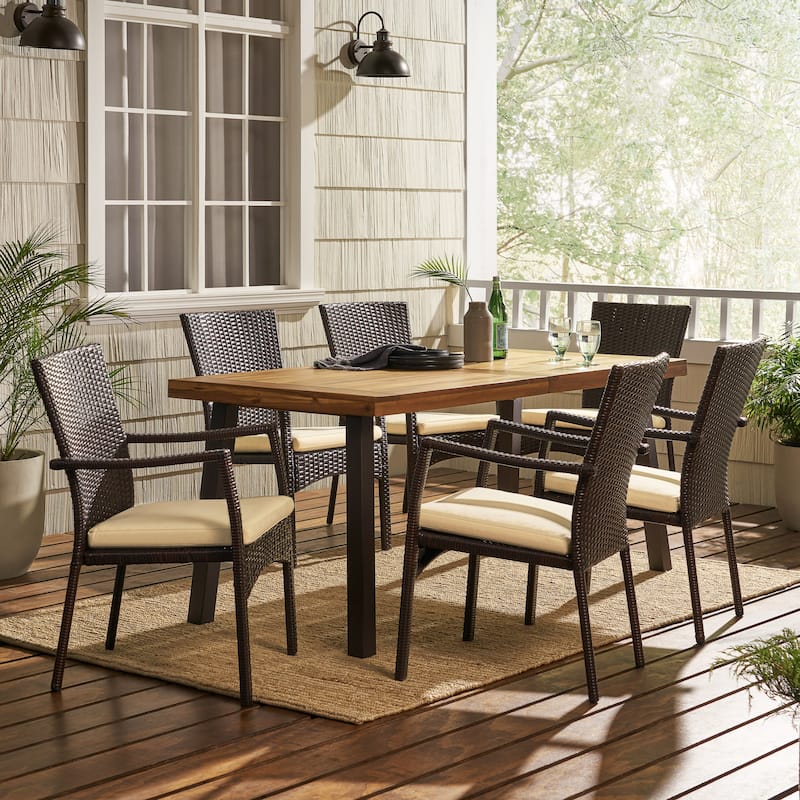 Cordella Wood Outdoor 7-piece Dining Set by Christopher Knight Home - Brown