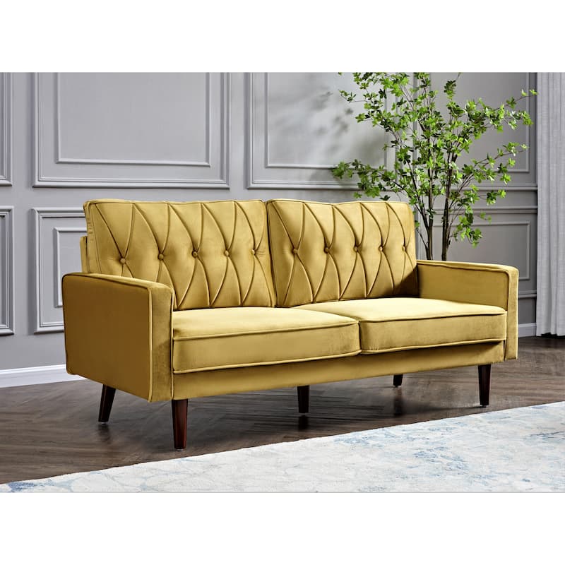 Feemster 69.3" Wide Velvet Tufted Cushion Back Sofa - Yellow-Green