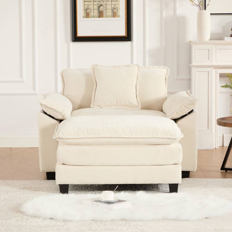 Roomfitters Cloud Sofa Chair, Modern Chenille Upholstered Single Seat with Deep Cushion Comfort