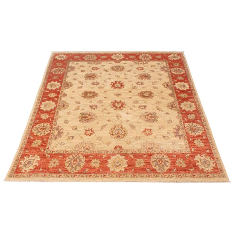 ECARPETGALLERY Hand-knotted Chobi Finest Cream Wool Rug - 6'6 x 8'0