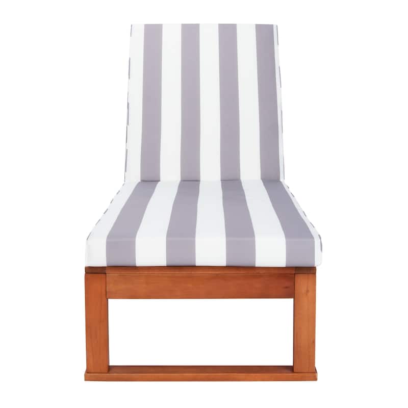 SAFAVIEH Outdoor Kaliyah Solid Wood Chaise Lounge Chair - 25Wx81Dx37H