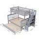 preview thumbnail 10 of 18, Stairway Twin over Full Bunk Bed with Trundle,Modern Style Wooden Bed