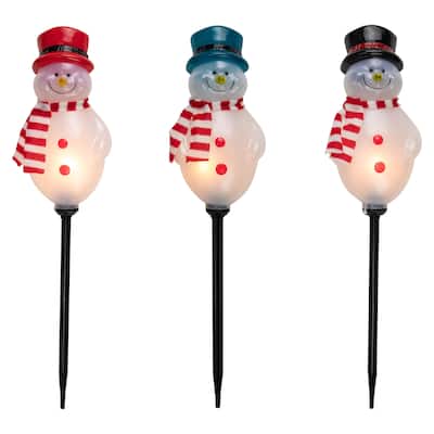Set of 3 Snowmen Christmas Pathway Markers 16" - 16