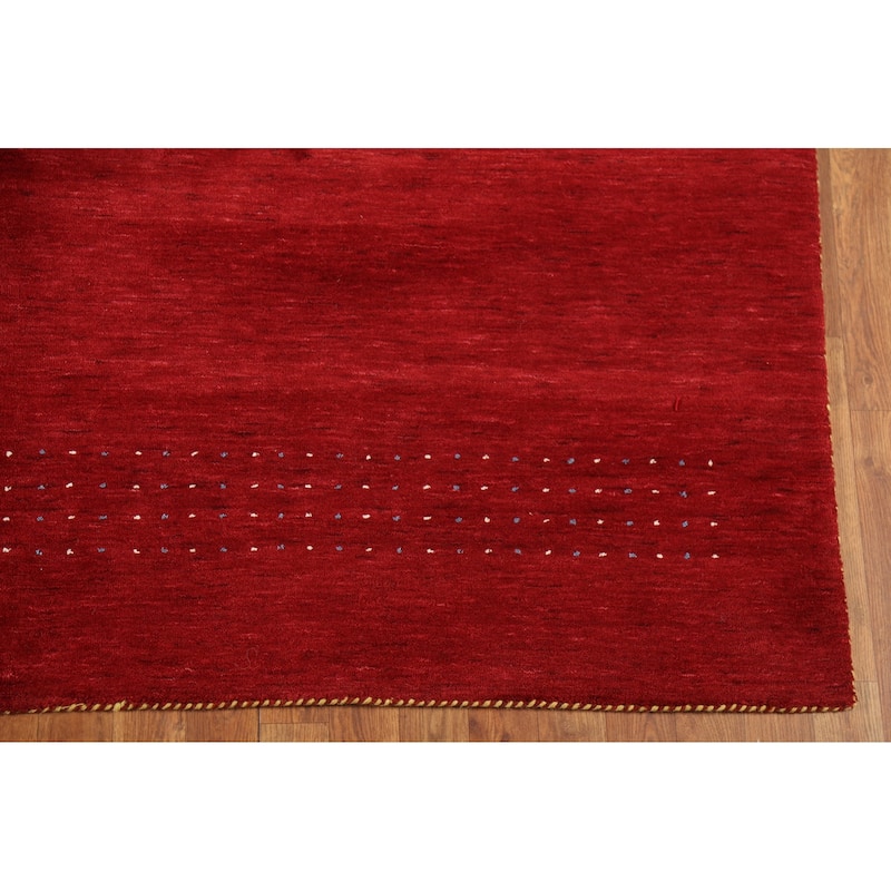 Gabbeh Oriental Area Rug Hand-Knotted Tribal Red Wool Carpet - 6'6"x 9'8"