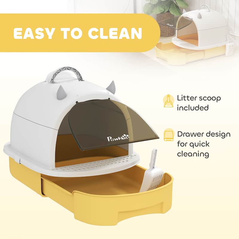 PawHut Cat Litter Box, Covered Kitty Litter Box with Lid, Scoop, Deodorizing Bags for Odor Control, Green
