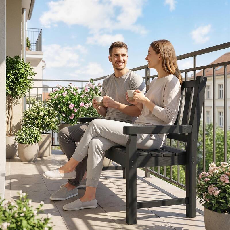 Outsunny Outdoor Bench, 49" All-Weather HDPE Garden Bench, 2-Person Patio Loveseat with 528 lbs Capacity