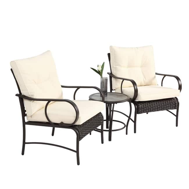 3-Piece Outdoor Patio Set – Modern Wicker Conversation Set with Rattan Chairs & Coffee Table‌