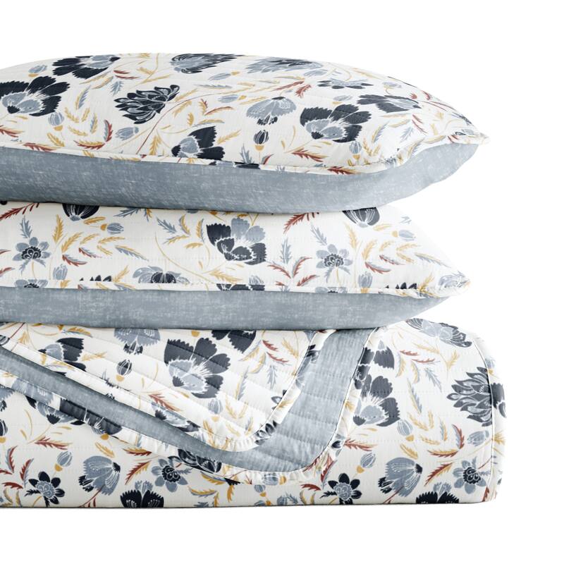 Becky Cameron All Season 3 Piece Floral Reversible Quilt Set
