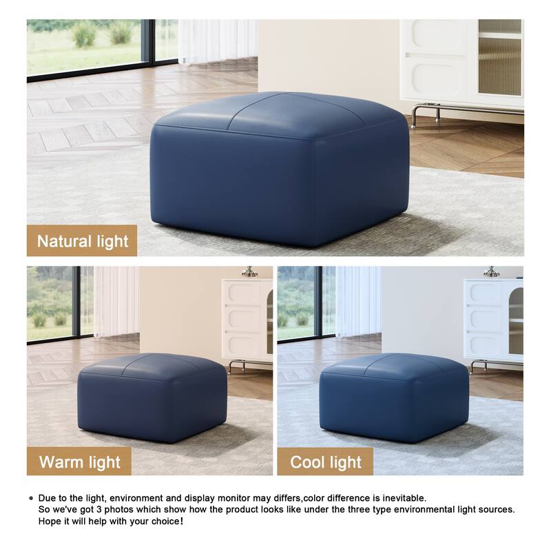 Elliot 22"/ 35"/ 43" W Modern Rectangular Genuine Leather Ottoman
