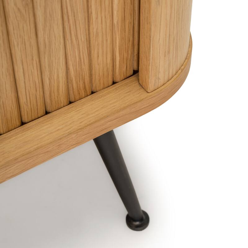 Studio London Tambour Door USA Oak Holden Nightstand Bedside Table