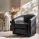 preview thumbnail 6 of 49, HULALA HOME Althea Modern Genuine Leather Swivel Barrel Chair with Solid Wood Base Black