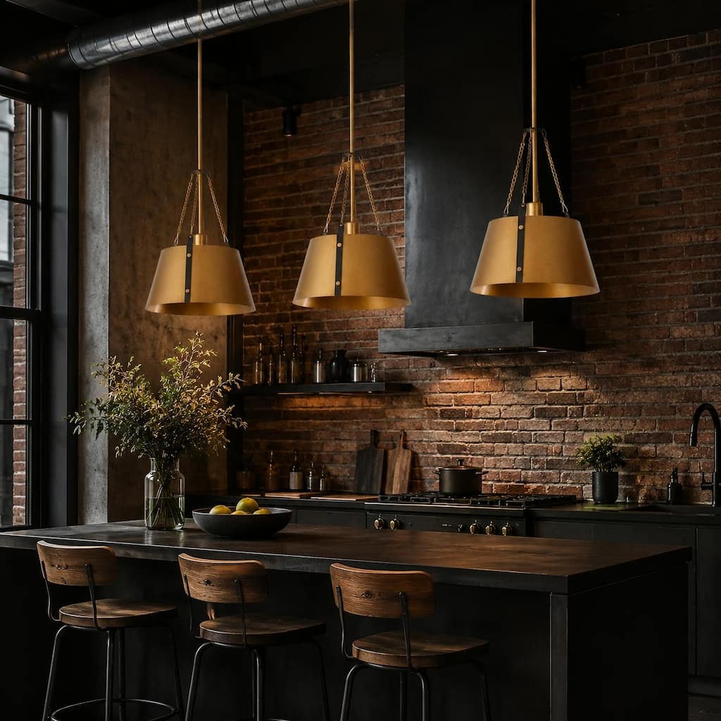1-Light Industrial Pendant Kitchen Island Lights for Dining Room - Gold