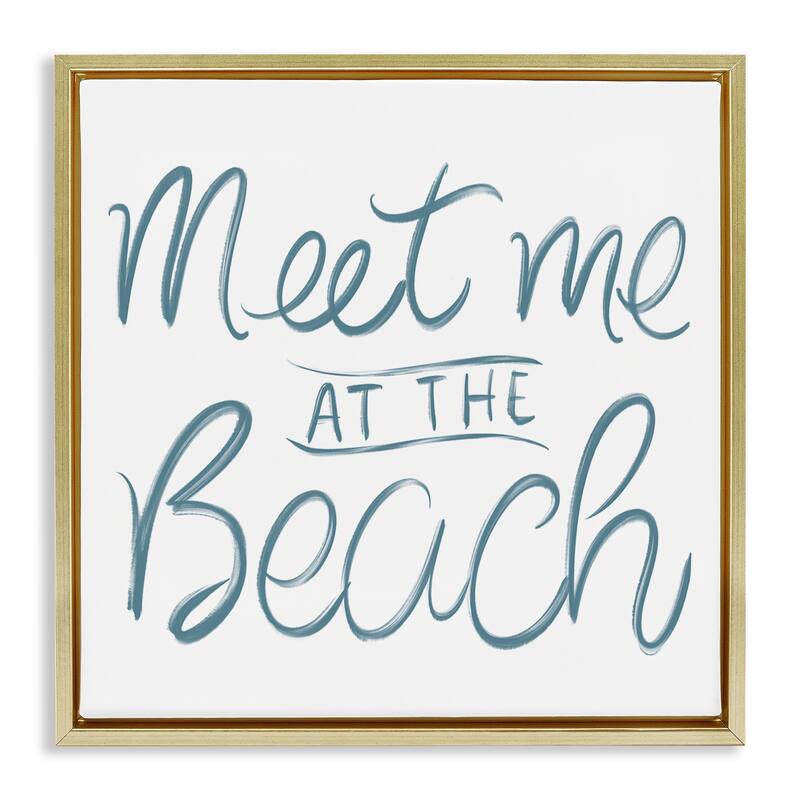 Stupell Minimal Meet At Beach Framed Floater Canvas Wall Art Design By SunDance Group - 18 x 18 - Gold