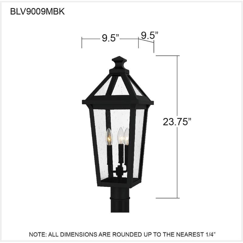 Boulevard 3-Light Matte Black Outdoor Post Lantern