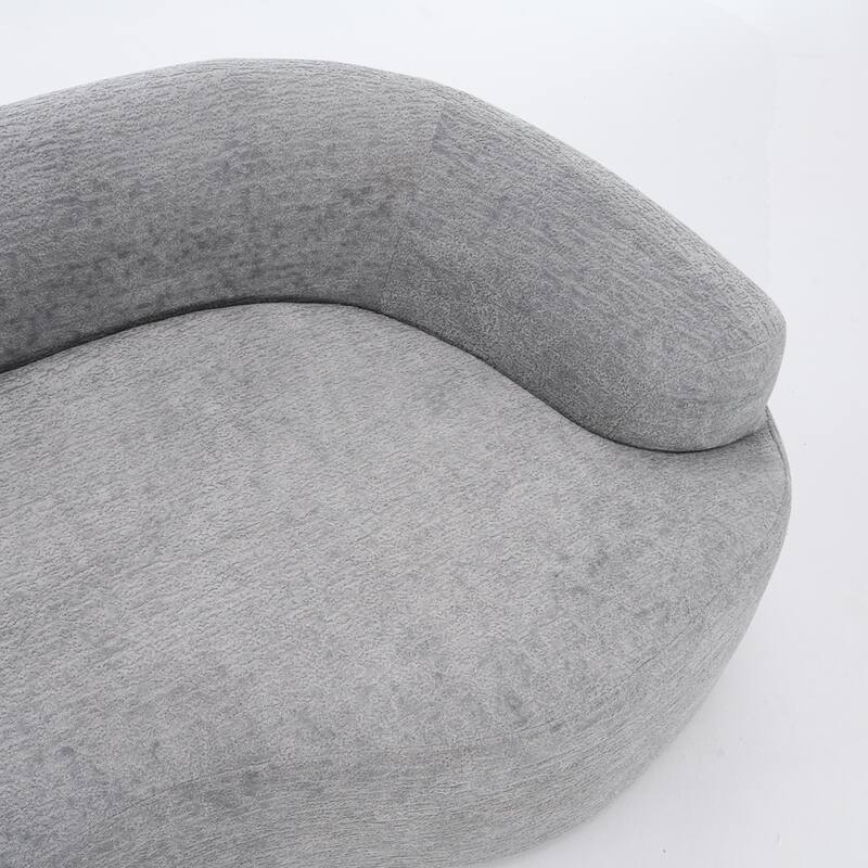 Curved Loveseat White Full Compression Sponge Sofa