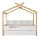 preview thumbnail 4 of 7, Full Size White House Bed with Natural Wood Frame, Twin Trundle, and Bookshelf Storage
