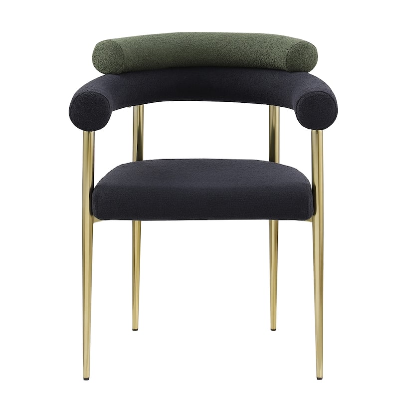 Modern Fabric Dining Chairs w/ Metal Leg and Curved Backrest(Set of 2) - N/A