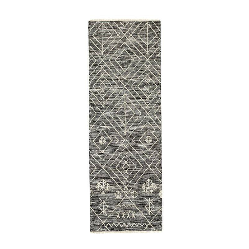 Charcoal Contemporary Geometric Punja Kilim Area Rug - Elegant and Timeless Design